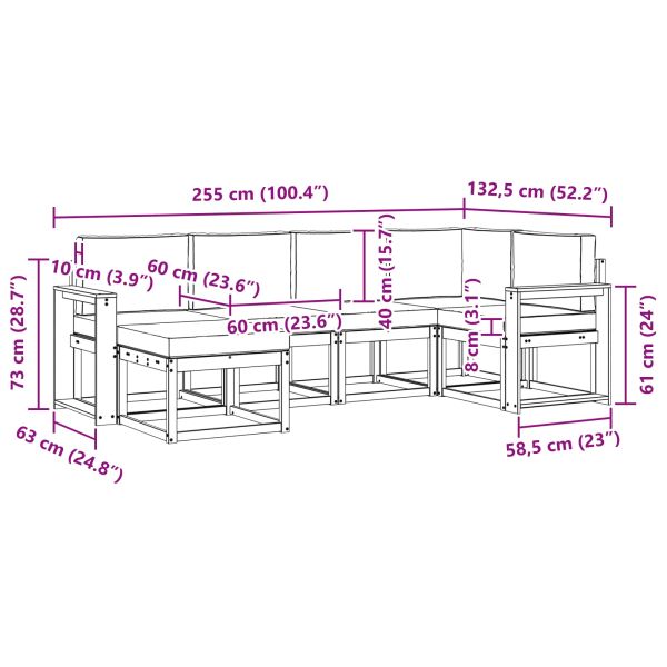 Комплект дивани за открито 6 pcs Естествено и светло сиво