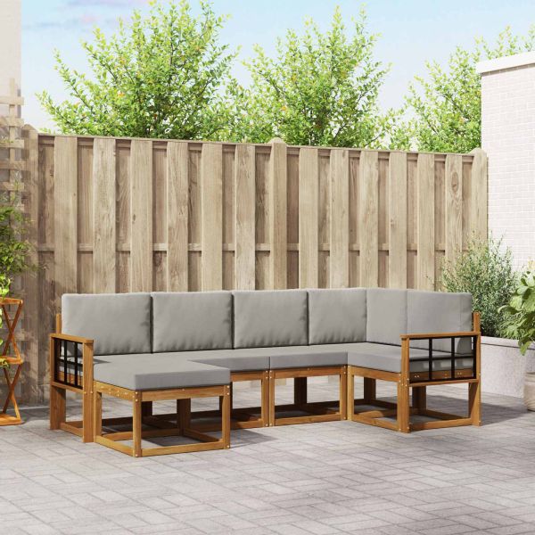 Комплект дивани за открито 6 pcs Естествено и светло сиво