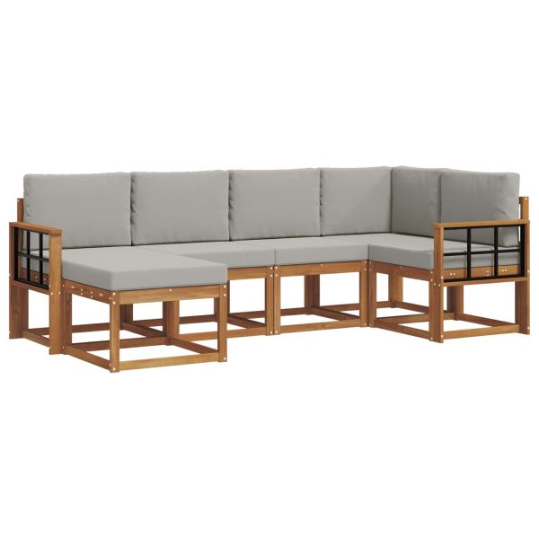 Комплект дивани за открито 6 pcs Естествено и светло сиво