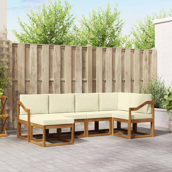 Комплект дивани за открито 6 pcs Натурален и Крема
