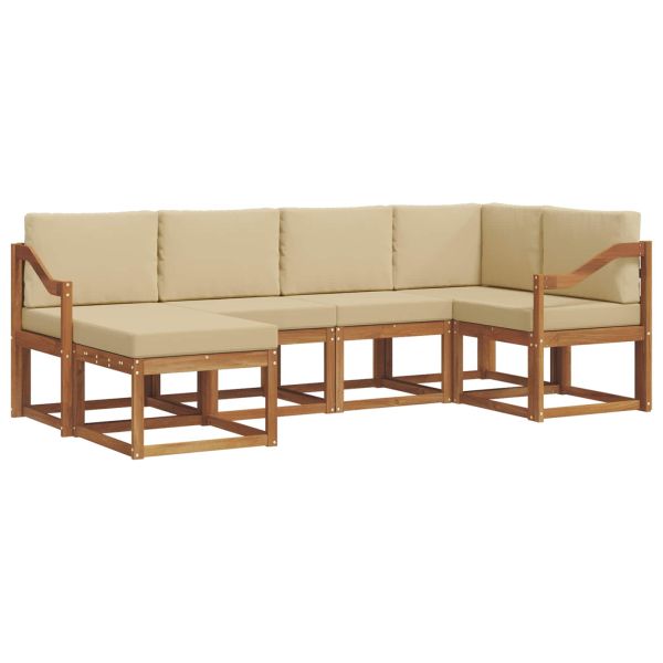 Комплект дивани за открито 6 pcs Натурален и Бежов