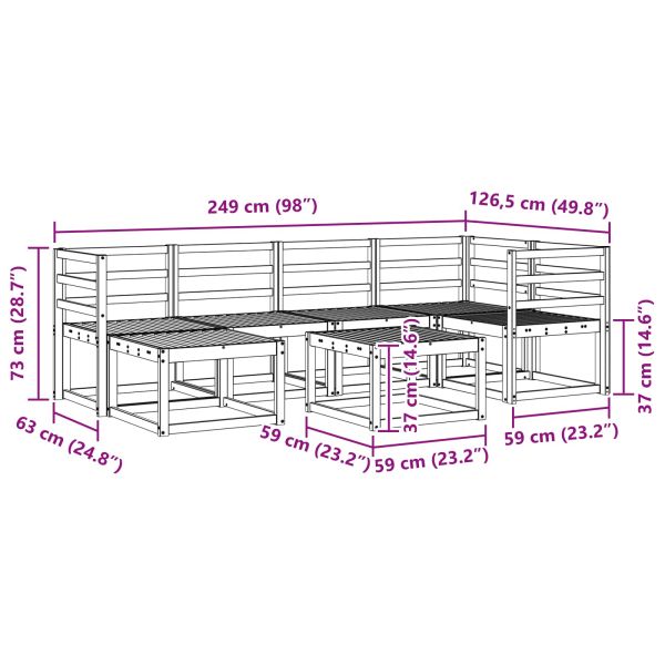 Комплект дивани за открито 7 pcs Естествен