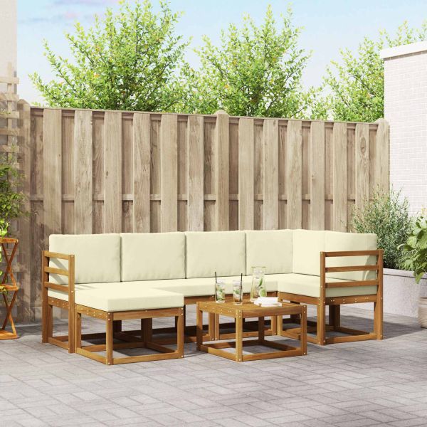 Комплект дивани за открито 7 pcs Натурален и Крема