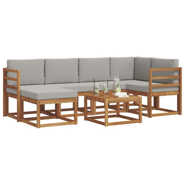 Комплект дивани за открито 7 pcs Естествено и светло сиво