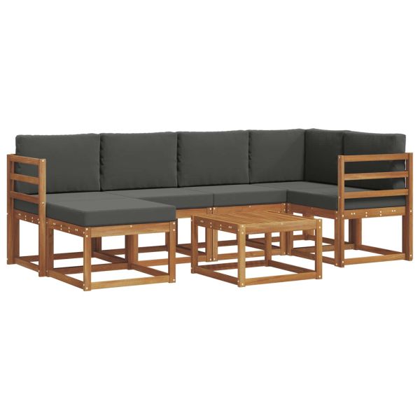 Комплект дивани за открито 7 pcs Натурален и Антрацит