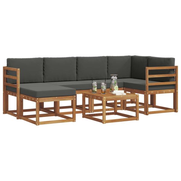 Комплект дивани за открито 7 pcs Натурален и Антрацит