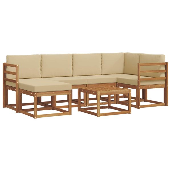 Комплект дивани за открито 7 pcs Натурален и Бежов