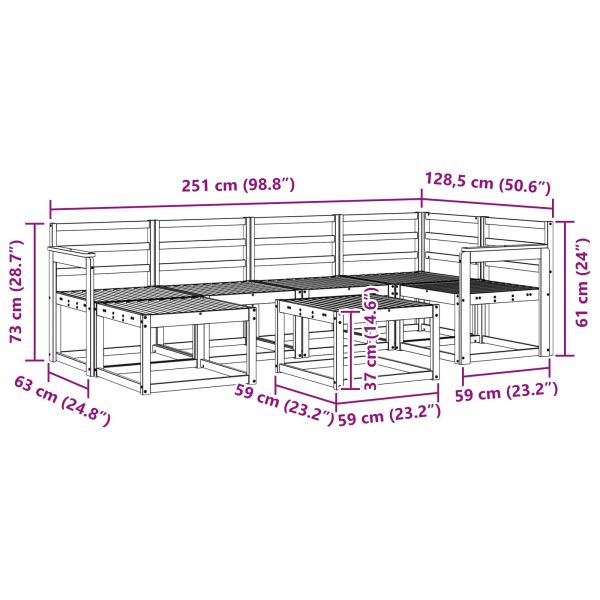 Комплект дивани за открито 7 pcs Естествен