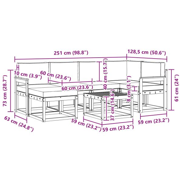 Комплект дивани за открито 7 pcs Натурален и Крема