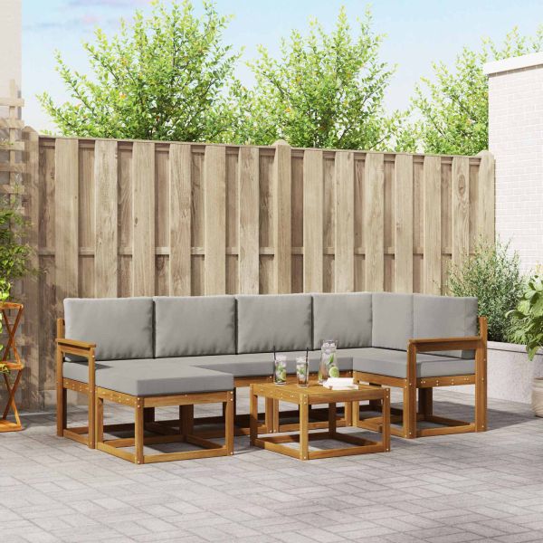 Комплект дивани за открито 7 pcs Естествено и светло сиво