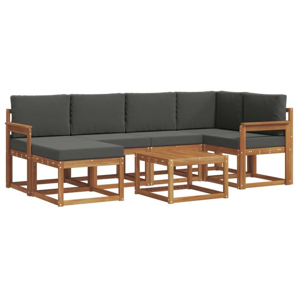 Комплект дивани за открито 7 pcs Натурален и Антрацит