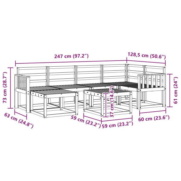Комплект дивани за открито 7 pcs Естествен