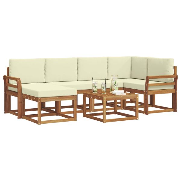 Комплект дивани за открито 7 pcs Натурален и Крема