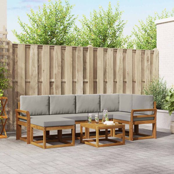 Комплект дивани за открито 7 pcs Естествено и светло сиво