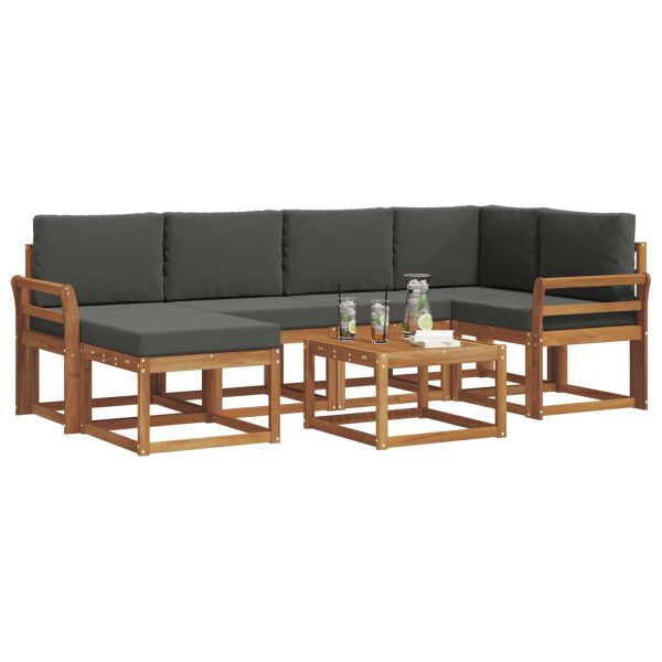 Комплект дивани за открито 7 pcs Натурален и Антрацит