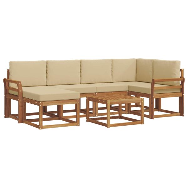 Комплект дивани за открито 7 pcs Натурален и Бежов