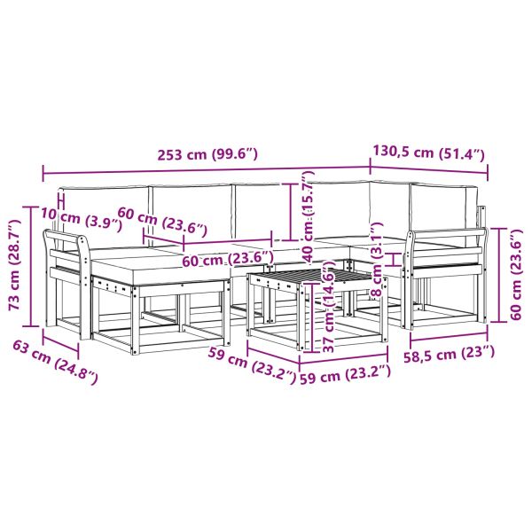 Комплект дивани за открито 7 pcs Натурален и Бежов