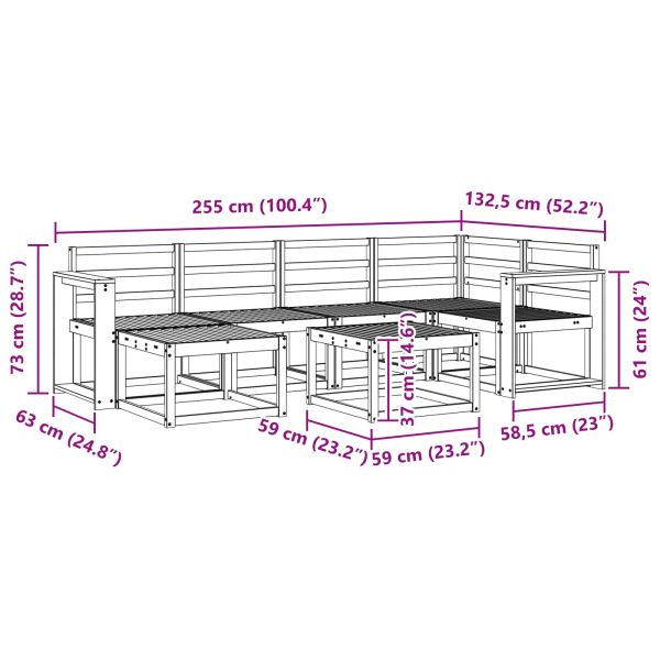 Комплект дивани за открито 7 pcs Естествен