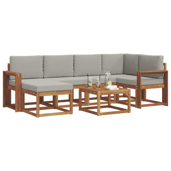 Комплект дивани за открито 7 pcs Естествено и светло сиво