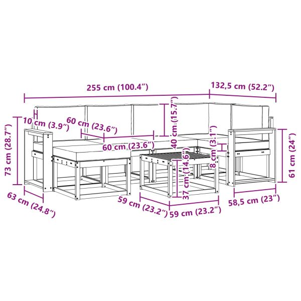 Комплект дивани за открито 7 pcs Натурален и Антрацит