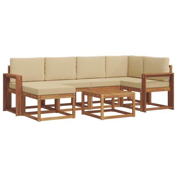 Комплект дивани за открито 7 pcs Натурален и Бежов