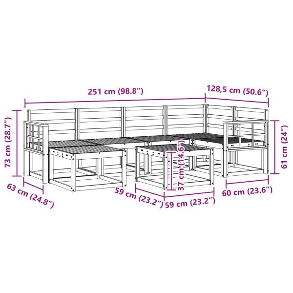 Комплект дивани за открито 7 pcs Естествен