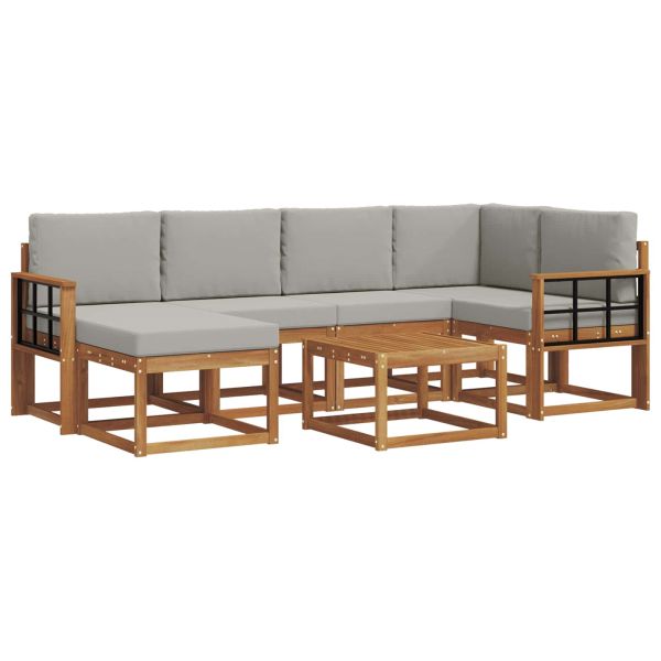 Комплект дивани за открито 7 pcs Естествено и светло сиво