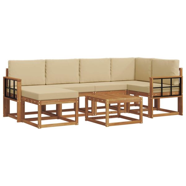 Комплект дивани за открито 7 pcs Натурален и Бежов