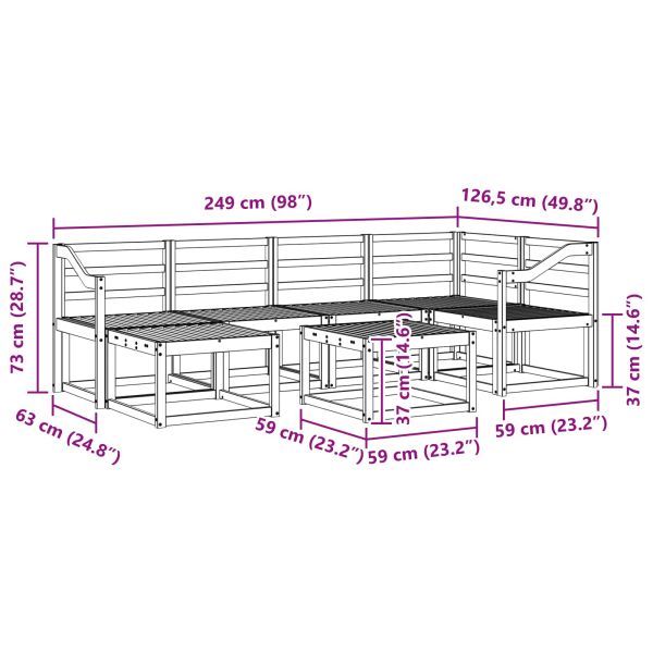 Комплект дивани за открито 7 pcs Естествен