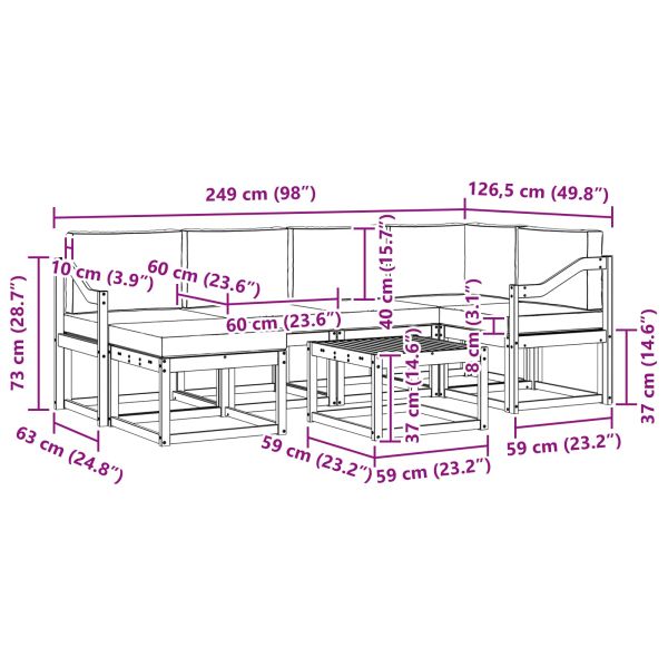 Комплект дивани за открито 7 pcs Натурален и Крема