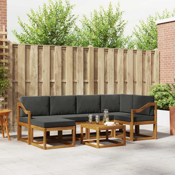 Комплект дивани за открито 7 pcs Натурален и Антрацит