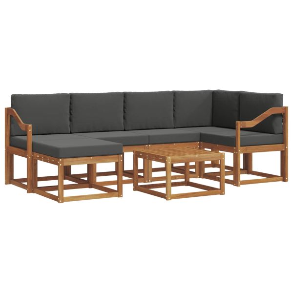 Комплект дивани за открито 7 pcs Натурален и Антрацит