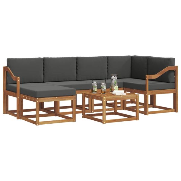 Комплект дивани за открито 7 pcs Натурален и Антрацит