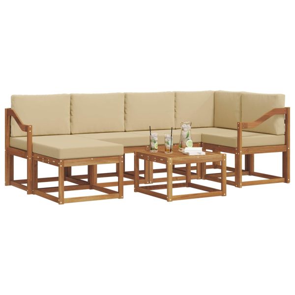 Комплект дивани за открито 7 pcs Натурален и Бежов