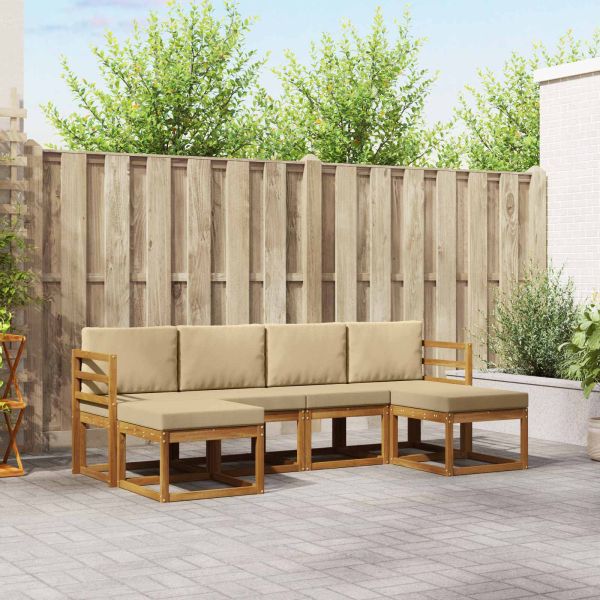 Комплект дивани за открито 6 pcs Натурален и Бежов
