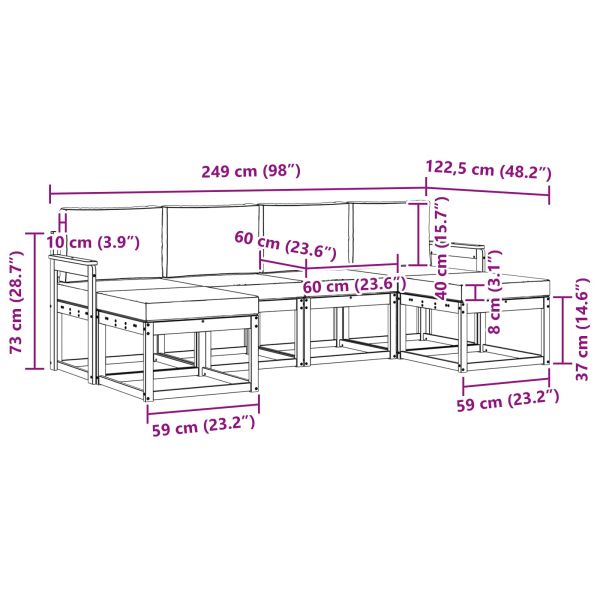 Комплект дивани за открито 6 pcs Натурален и Антрацит