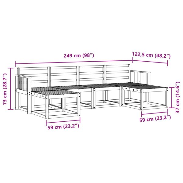 Комплект дивани за открито 6 pcs Естествен Инженерно дърво