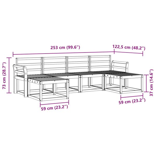 Комплект дивани за открито 6 pcs Естествен Инженерно дърво