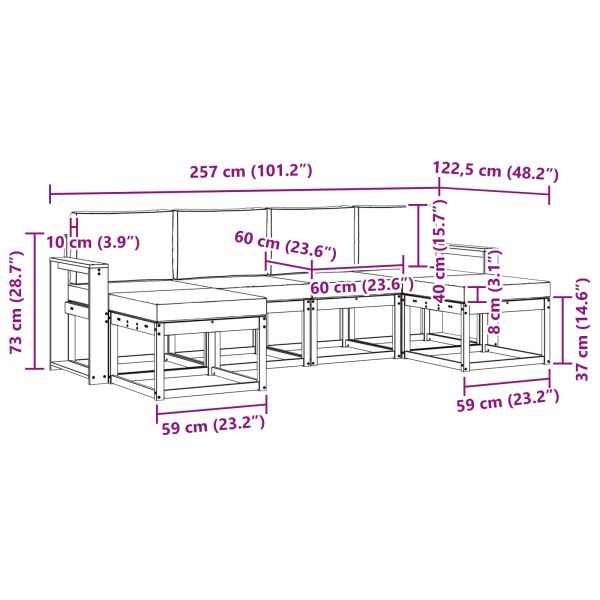 Комплект дивани за открито 6 pcs Натурален и Бежов