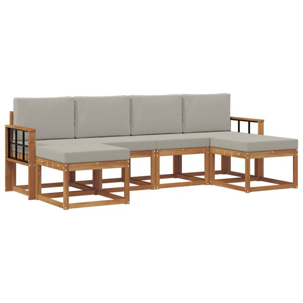 Комплект дивани за открито 6 pcs Естествено и светло сиво