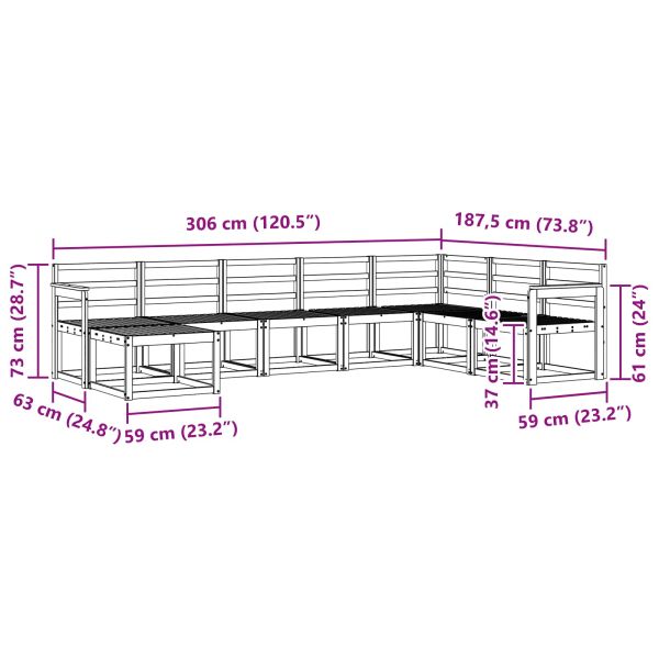 Комплект дивани за открито 8 pcs Естествен