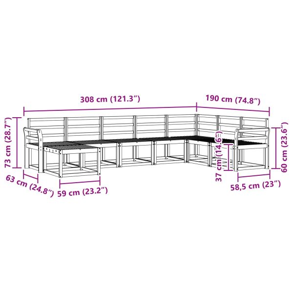 Комплект дивани за открито 8 pcs Естествен