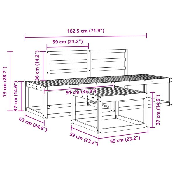 Комплект дивани за открито 3 pcs Естествен