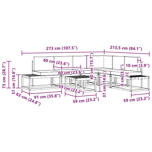 Комплект дивани за открито 7 Брой Натурален и Антрацит