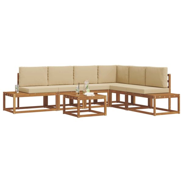 Комплект дивани за открито 7 Брой Натурален и Бежов