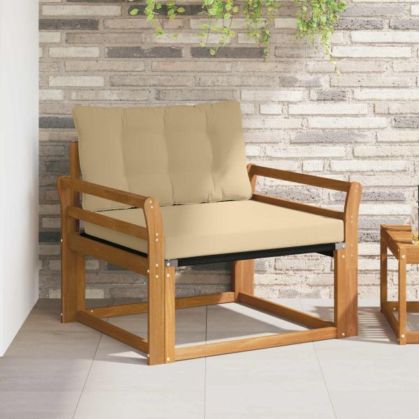 Комплект дивани за открито Солидно акациево дърво и текстилена