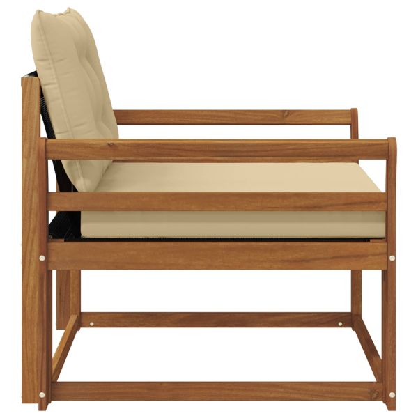 Комплект дивани за открито Солидно акациево дърво и текстилена