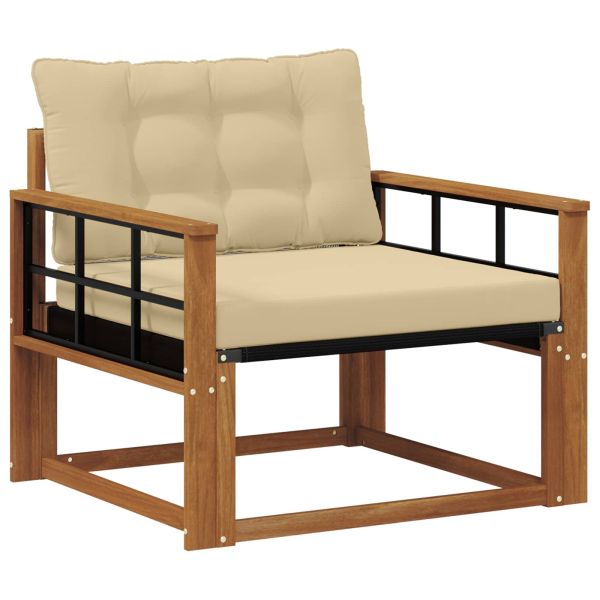 Комплект дивани за открито Солидно акациево дърво и текстилена