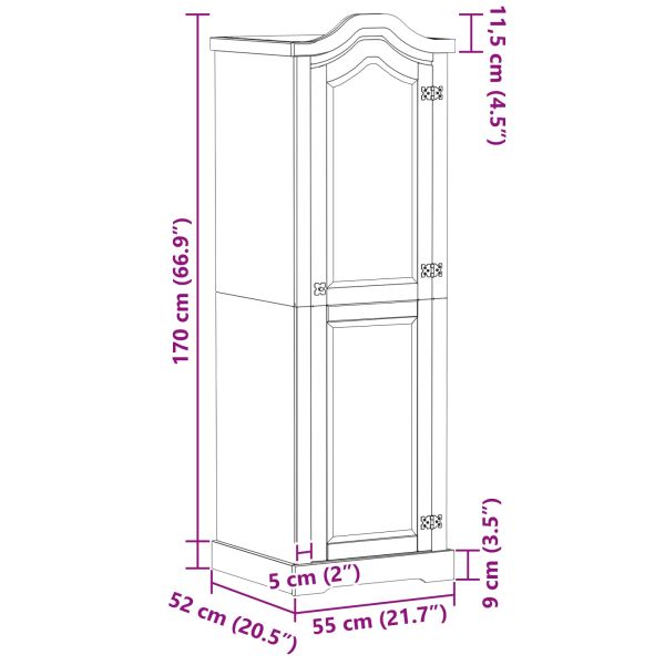 Шкафове с рафт Бяло 55 x 52 x 170 см Солидно борово дърво