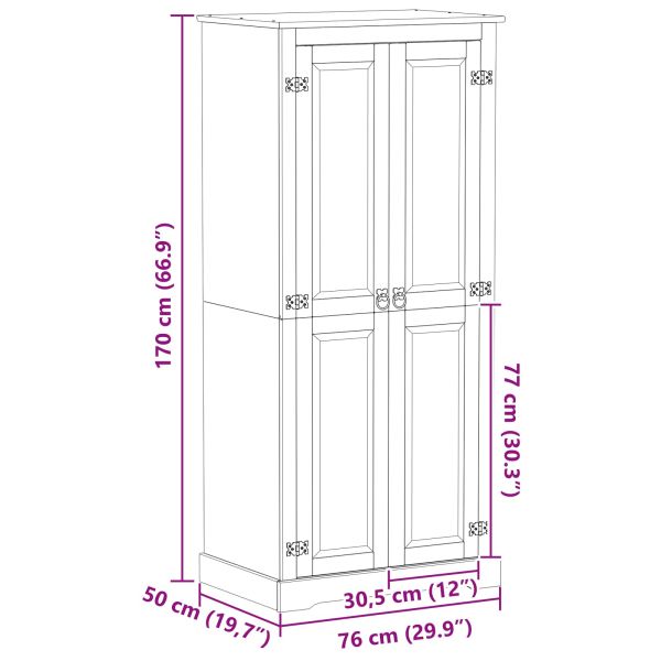 Шкафове с рафт Бяло 76 x 50 x 170 см Солидно борово дърво